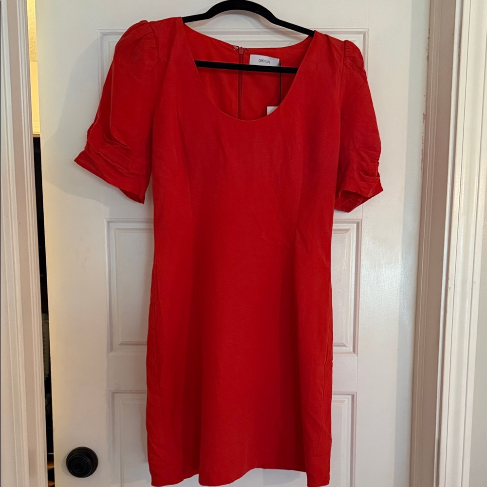Greylin Red Mini Dress with Puff Sleeves